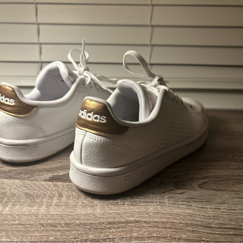 Adidas White and Gold Sneakers